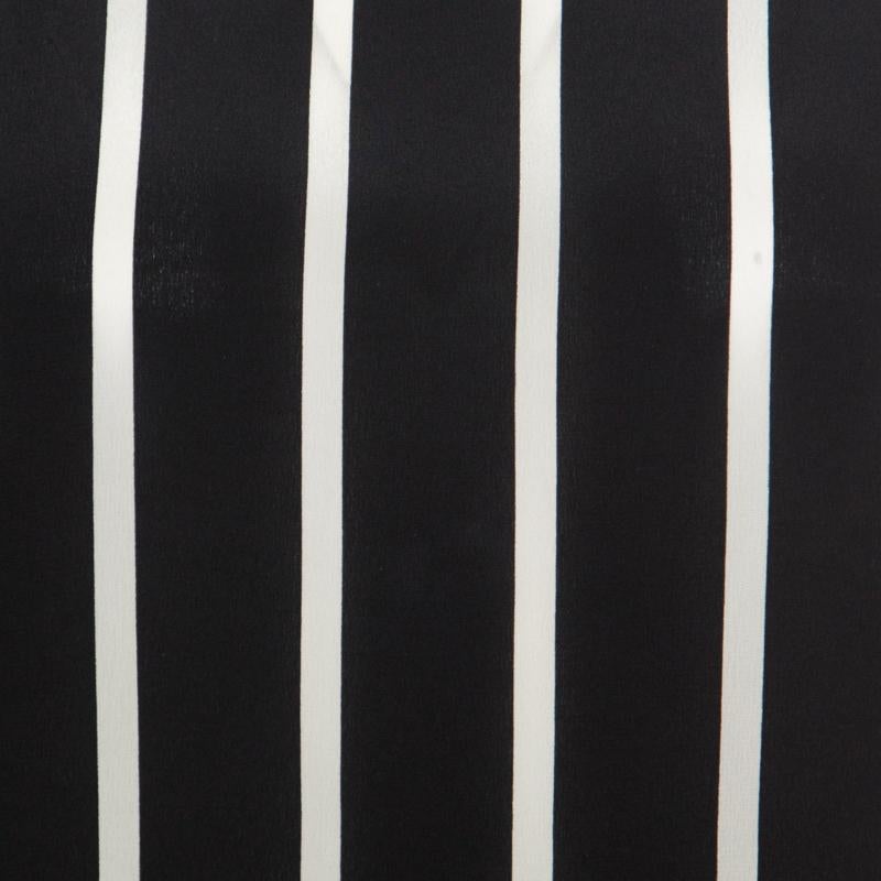 Women's Emilio Pucci Black and White Striped Silk Oversized Sleeveless Top S