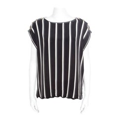 Emilio Pucci Black and White Striped Silk Oversized Sleeveless Top S