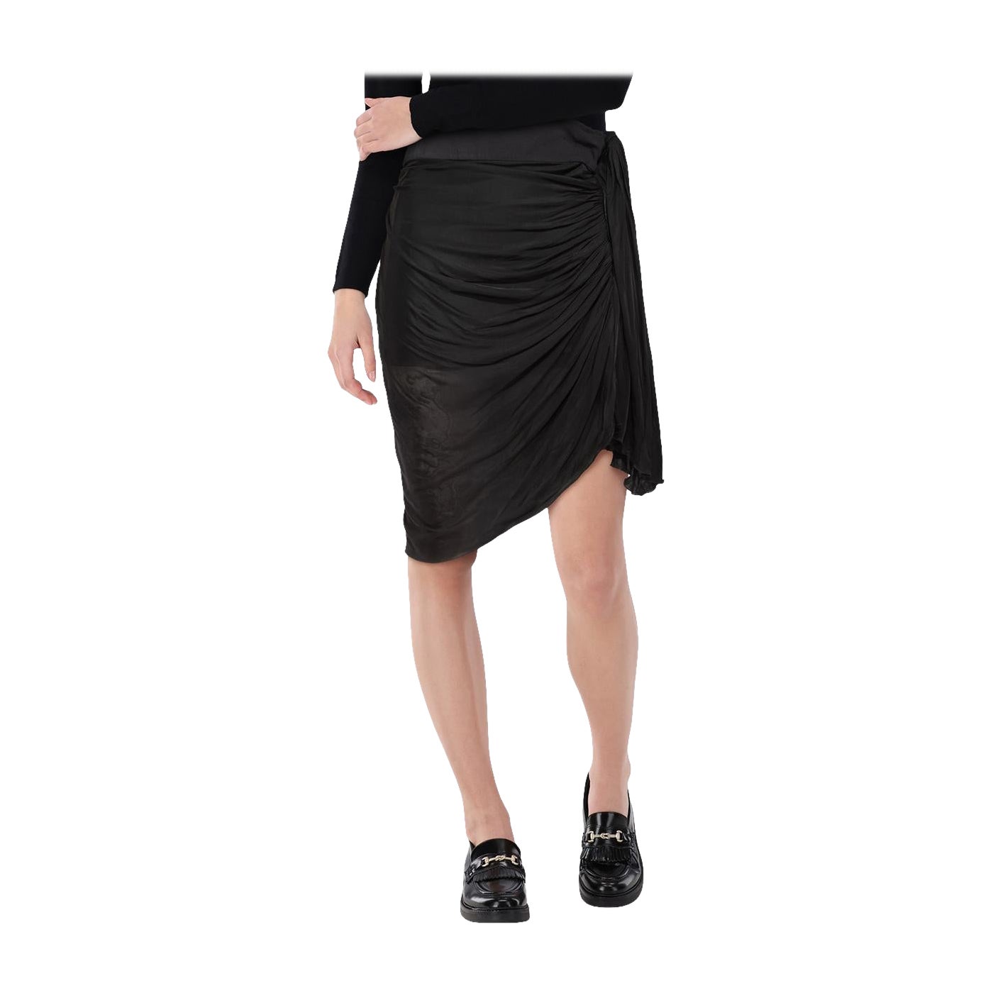 Emilio Pucci Black Asymmetric Draped Skirt Size XS