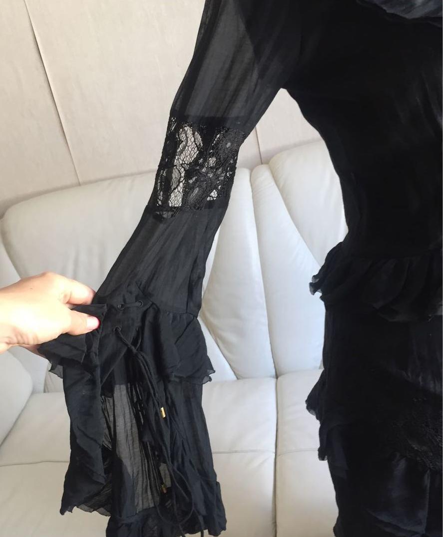 Black EMILIO PUCCI BLACK COTTON and SILK CORSET LACE DRESS EU 44