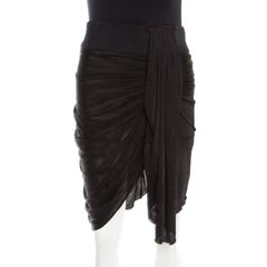 Emilio Pucci Black Draped Jersey Asymmetric Mini Skirt S