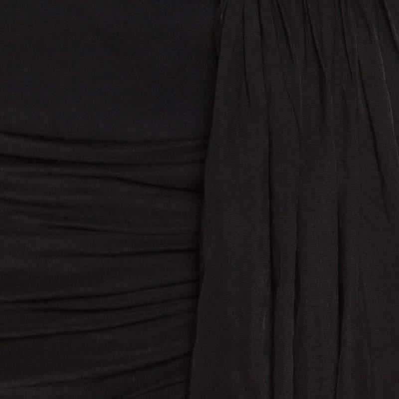 Women's Emilio Pucci Black Draped Jersey Asymmetric Mini Skirt S For Sale
