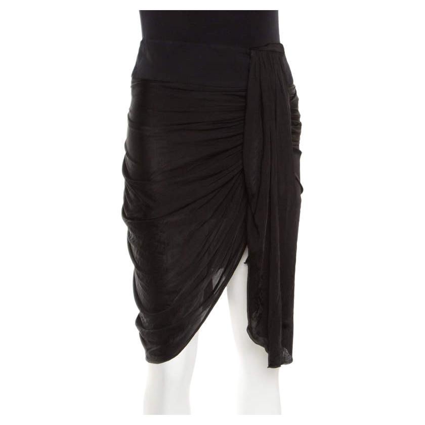 Emilio Pucci Black Draped Jersey Asymmetric Mini Skirt S For Sale