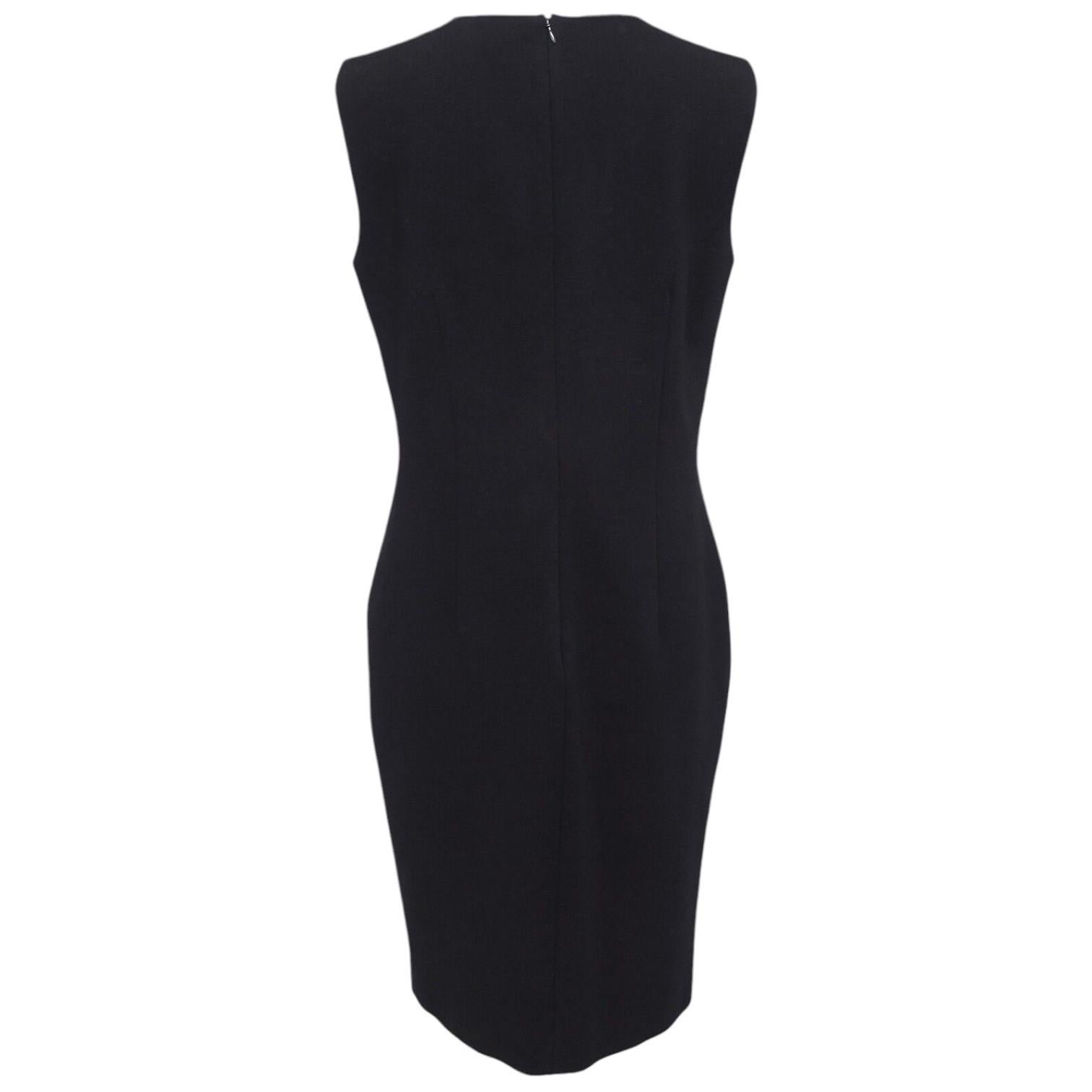 EMILIO PUCCI Black Dress Sleeveless Sheath Leather Crewneck Knee Length 14 48 For Sale 2