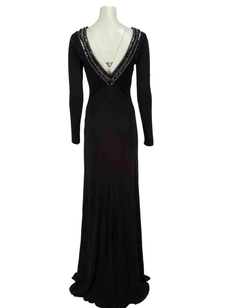 Emilio Pucci Black Embellished V-Neck Dress Size S In Good Condition In London, GB