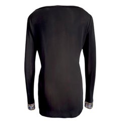 EMILIO PUCCI Black Embroidered Longsleeve Top Shirt 42