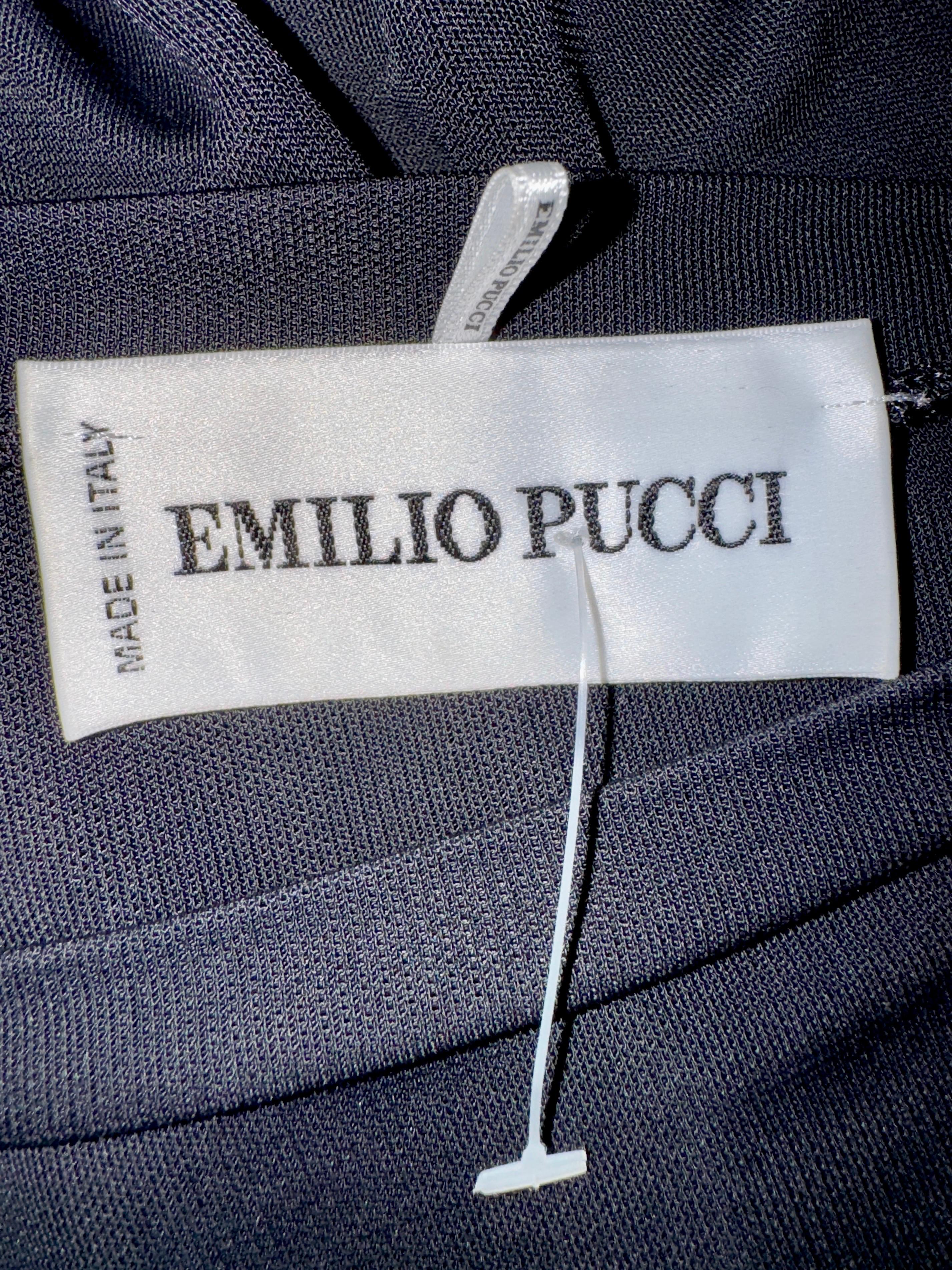 EMILIO PUCCI Black Embroidered Longsleeve Top Shirt 42 For Sale 2