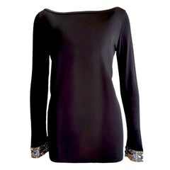 EMILIO PUCCI Black Embroidered Longsleeve Top Shirt 42