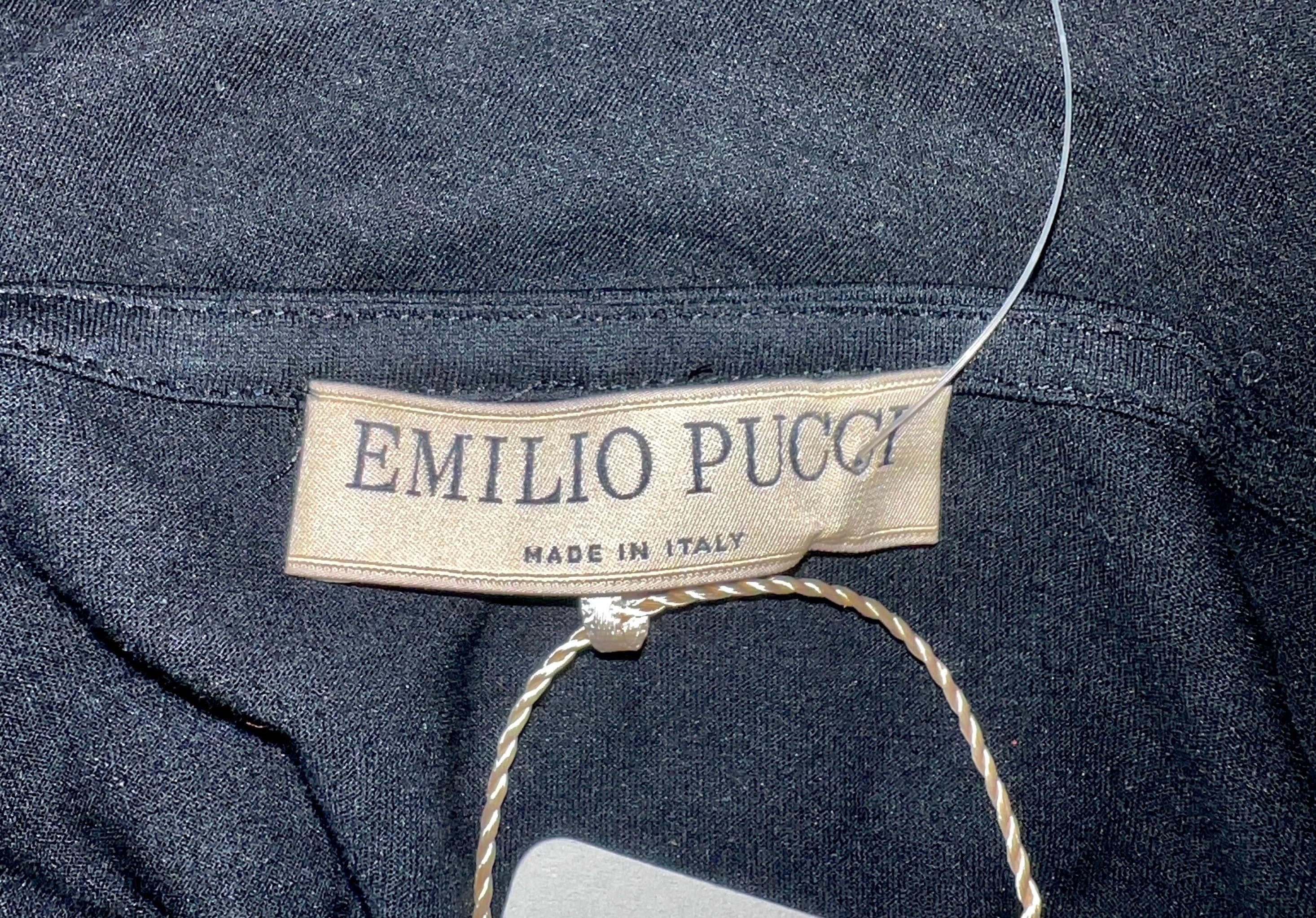 EMILIO PUCCI Camisa de manga larga de mezcla de seda bordada negra 42 en venta 4