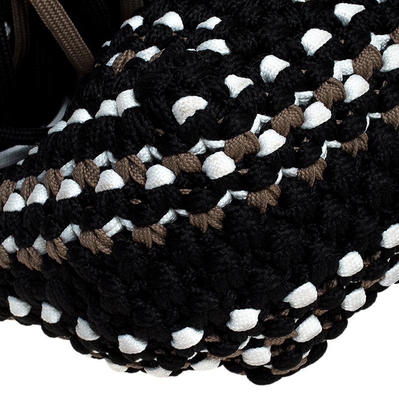 Women's Emilio Pucci Black Fabric Fringe Macrame Shoulder Bag