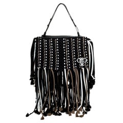 Emilio Pucci Black Fabric Fringe Macrame Shoulder Bag at 1stDibs | macrame  fringe bag, pucci crochet bag