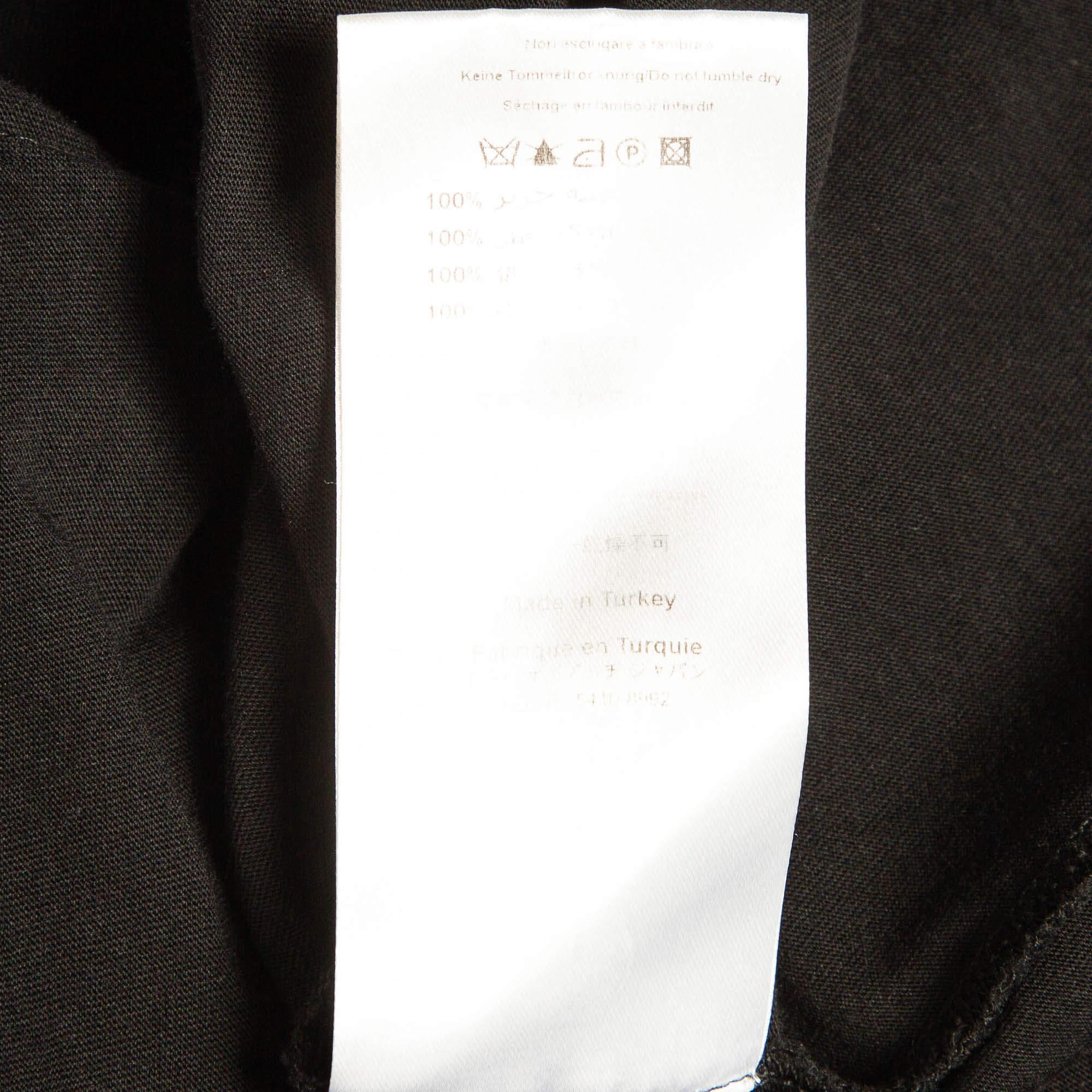 Emilio Pucci Black Floral Print Silk Frill Jersey T-Shirt S For Sale 2