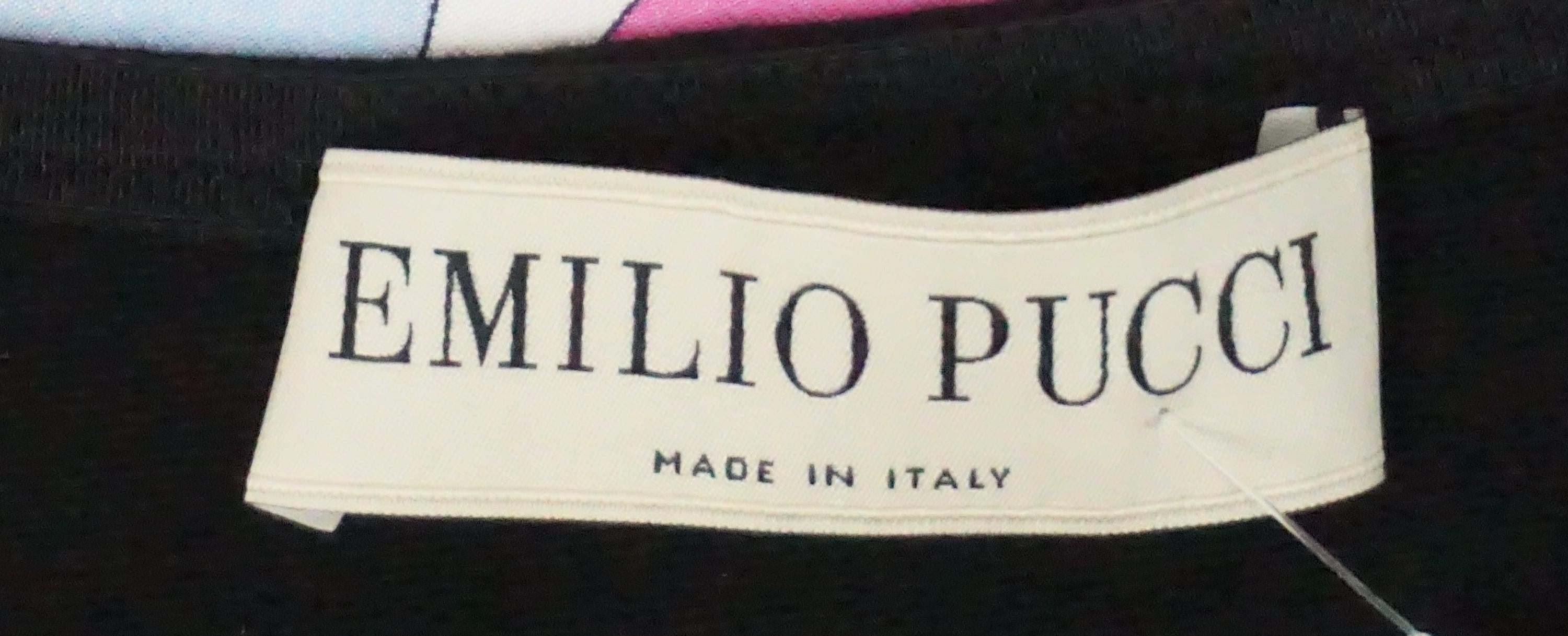 Emilio Pucci - Robe sans manches en maille noire et imprimé de soie multicolore - 4 Pour femmes en vente