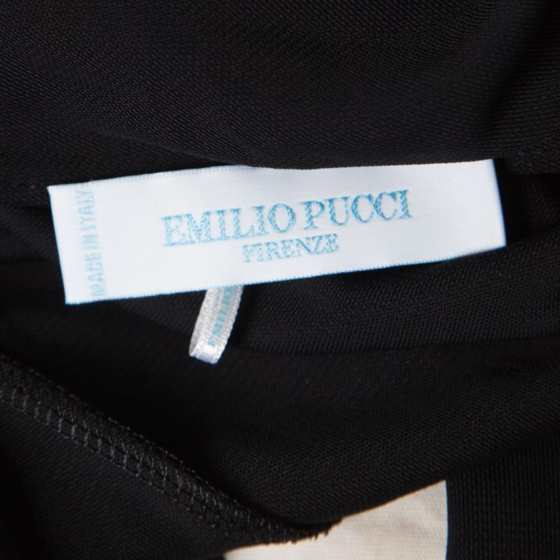 Emilio Pucci - Robe fourreau dos nu en tricot noir ornée de cristaux, taille S en vente 1