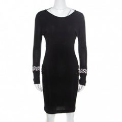 Emilio Pucci Black Knit Crystal Embellished Backless Sheath Dress S
