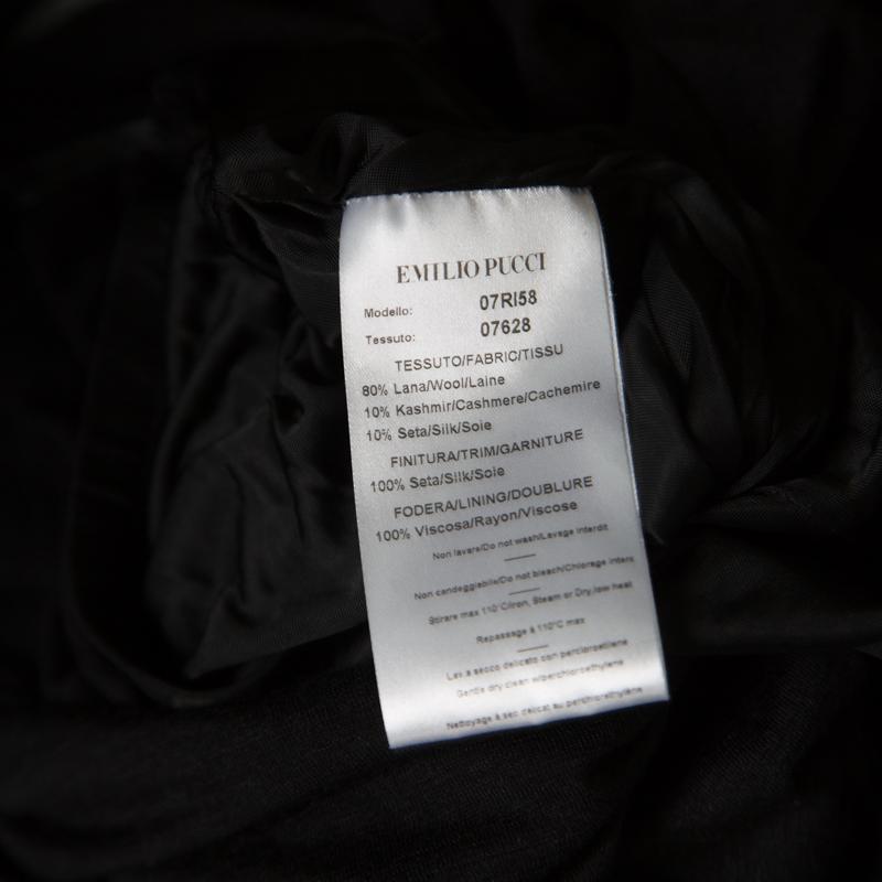 Emilio Pucci Black Knit Embellished Shoulder Detail Ruched Long Sleeve Dress S In Good Condition In Dubai, Al Qouz 2
