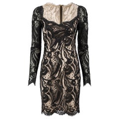 Emilio Pucci Black Lace Long Sleeve Mini Dress Size S
