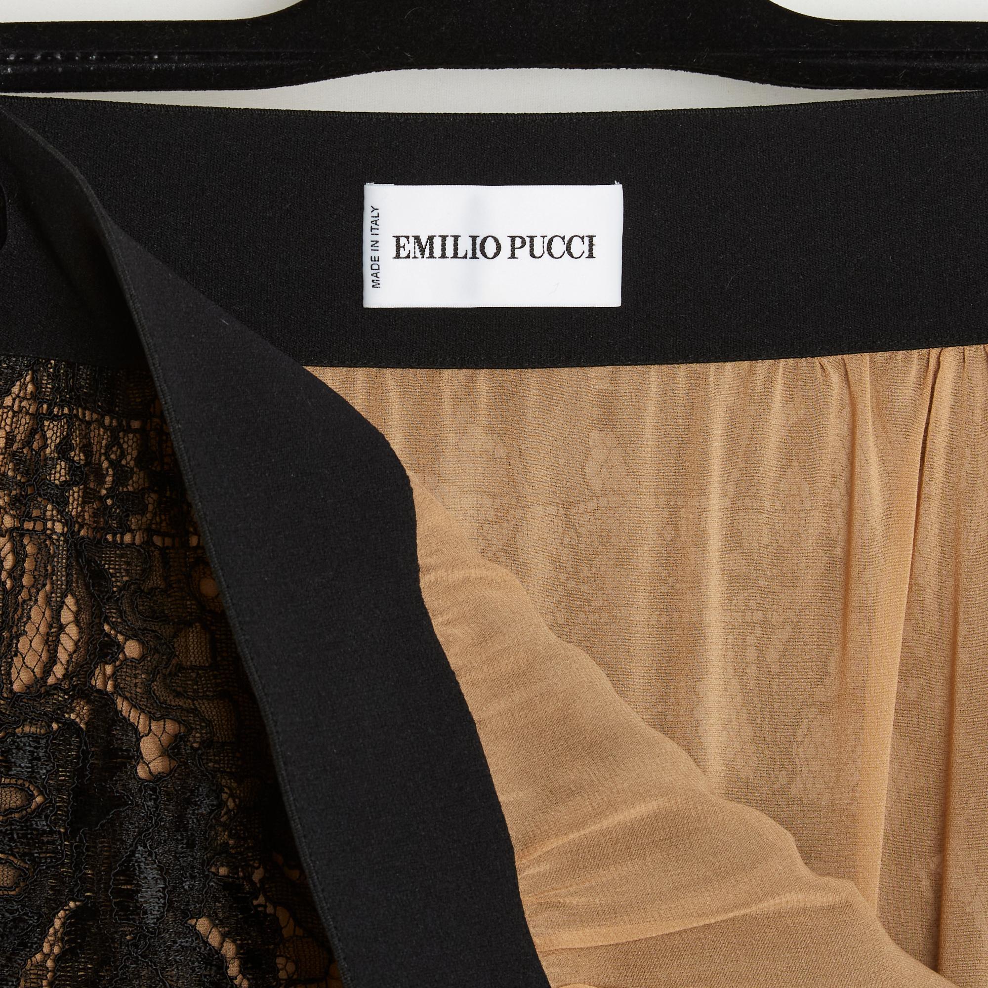 Women's or Men's Emilio Pucci Black Lace Skirt FR40 For Sale