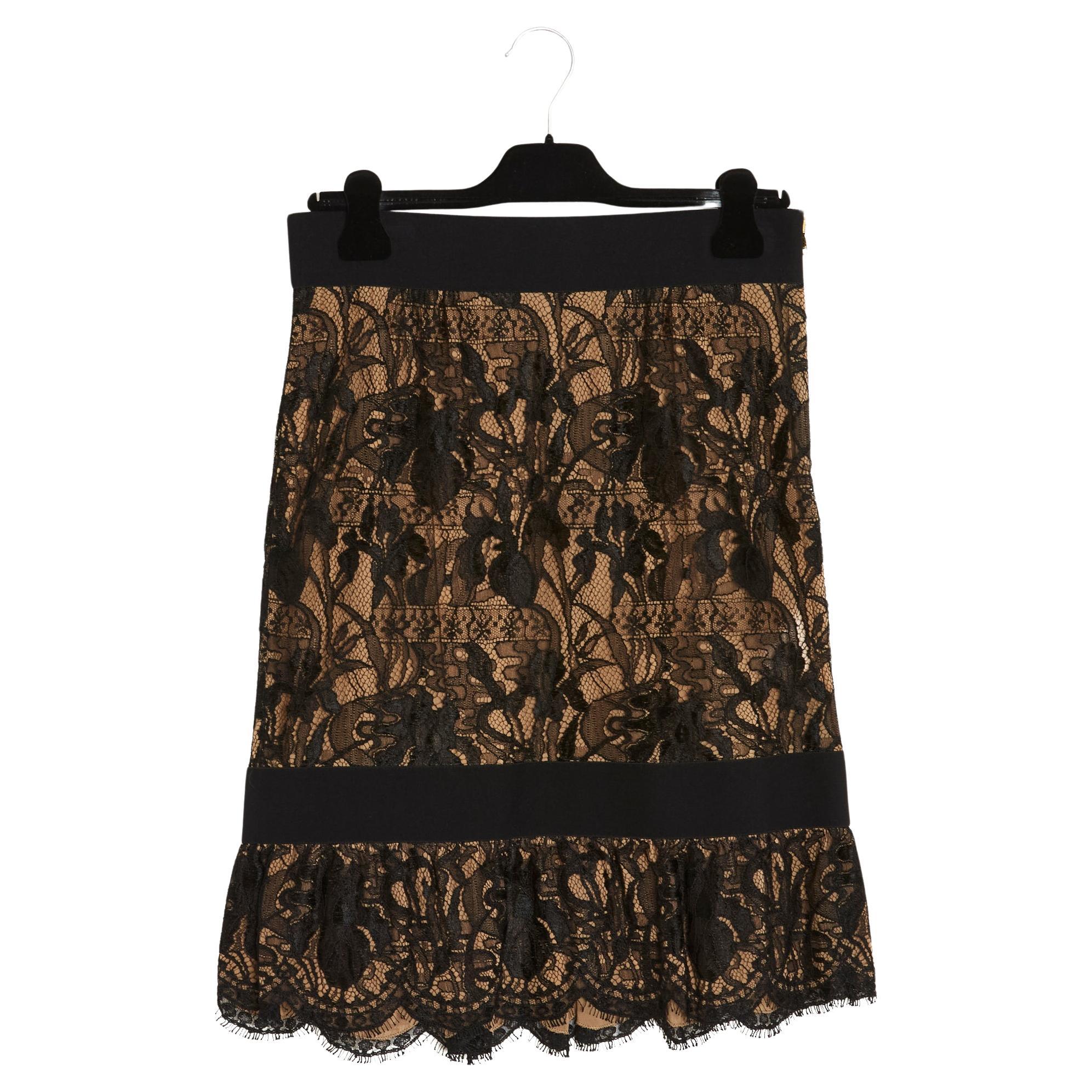 Emilio Pucci Black Lace Skirt FR40 For Sale