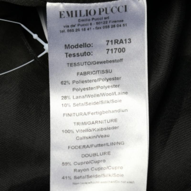 Emilio Pucci Schwarzer Blatt-Jacquard-Mantel mit Knopfleiste in Übergröße S Damen im Angebot