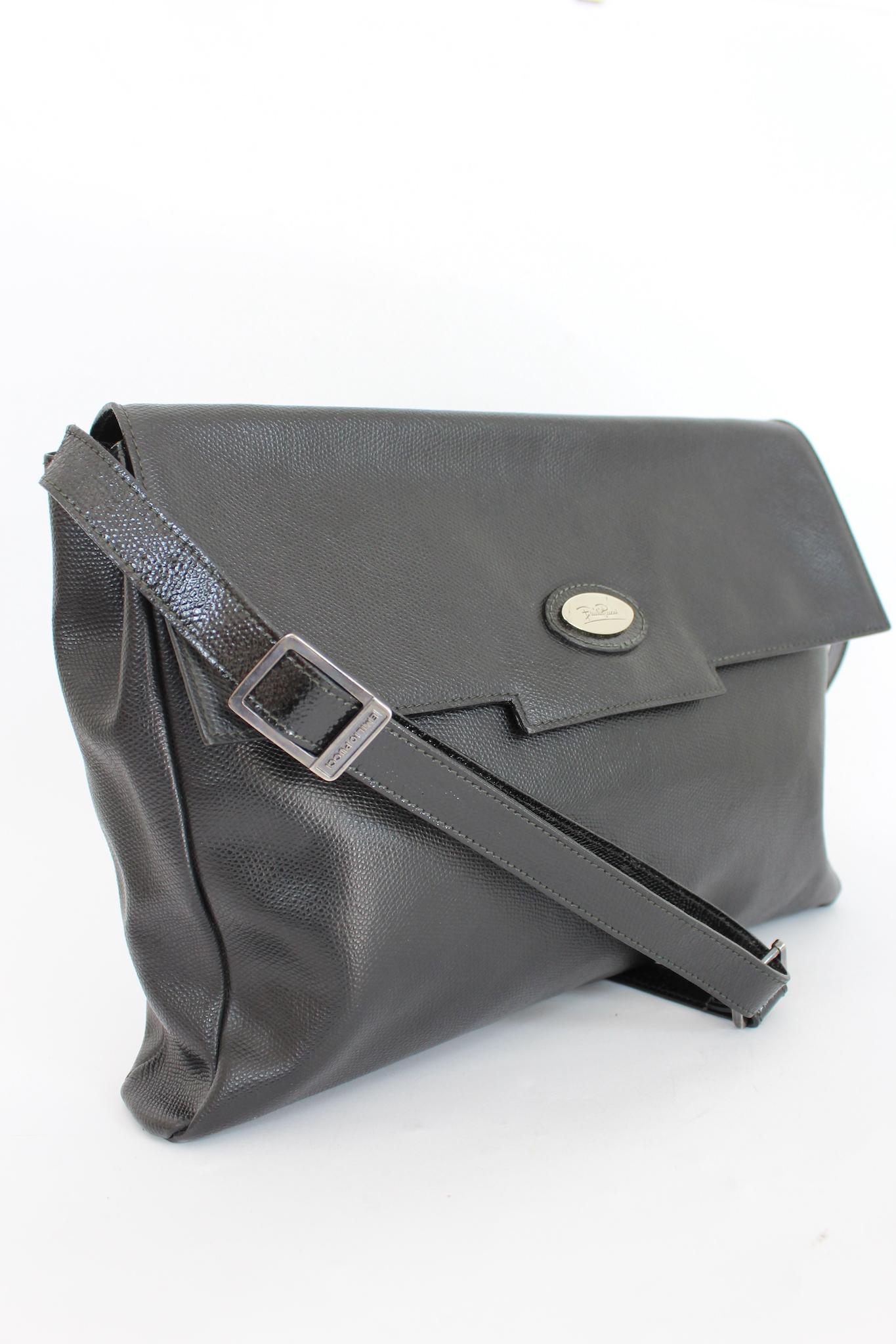 Emilio Pucci Black Leather Vintage Shoulder Bag In Good Condition In Brindisi, Bt