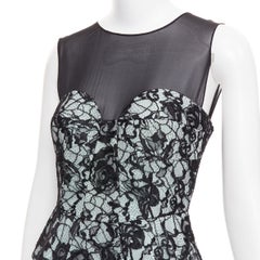 EMILIO PUCCI black light teal floral lace overlay cocktail dress IT42 M