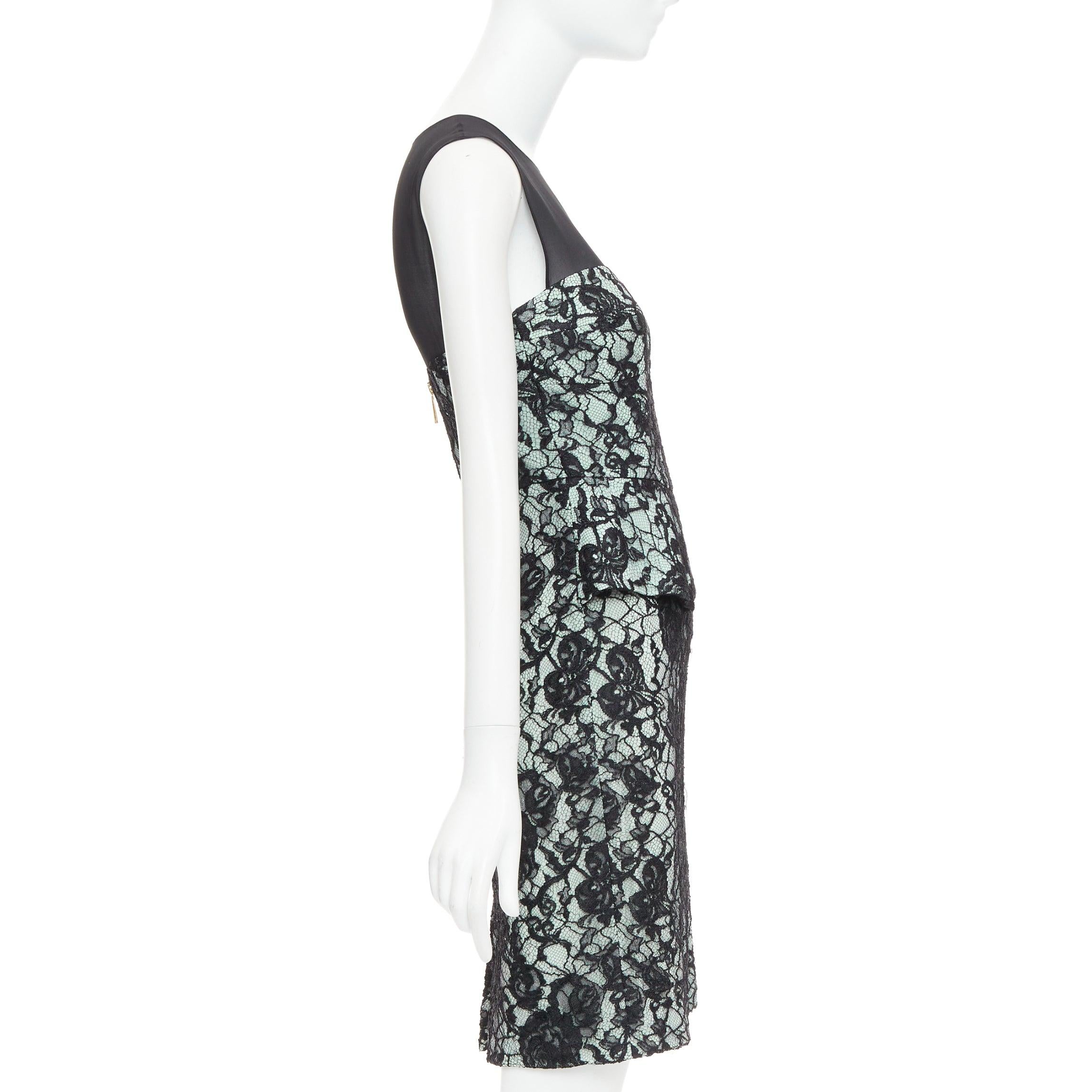 EMILIO PUCCI black light teal floral lace overlay cocktail dress IT42 M In Good Condition For Sale In Hong Kong, NT