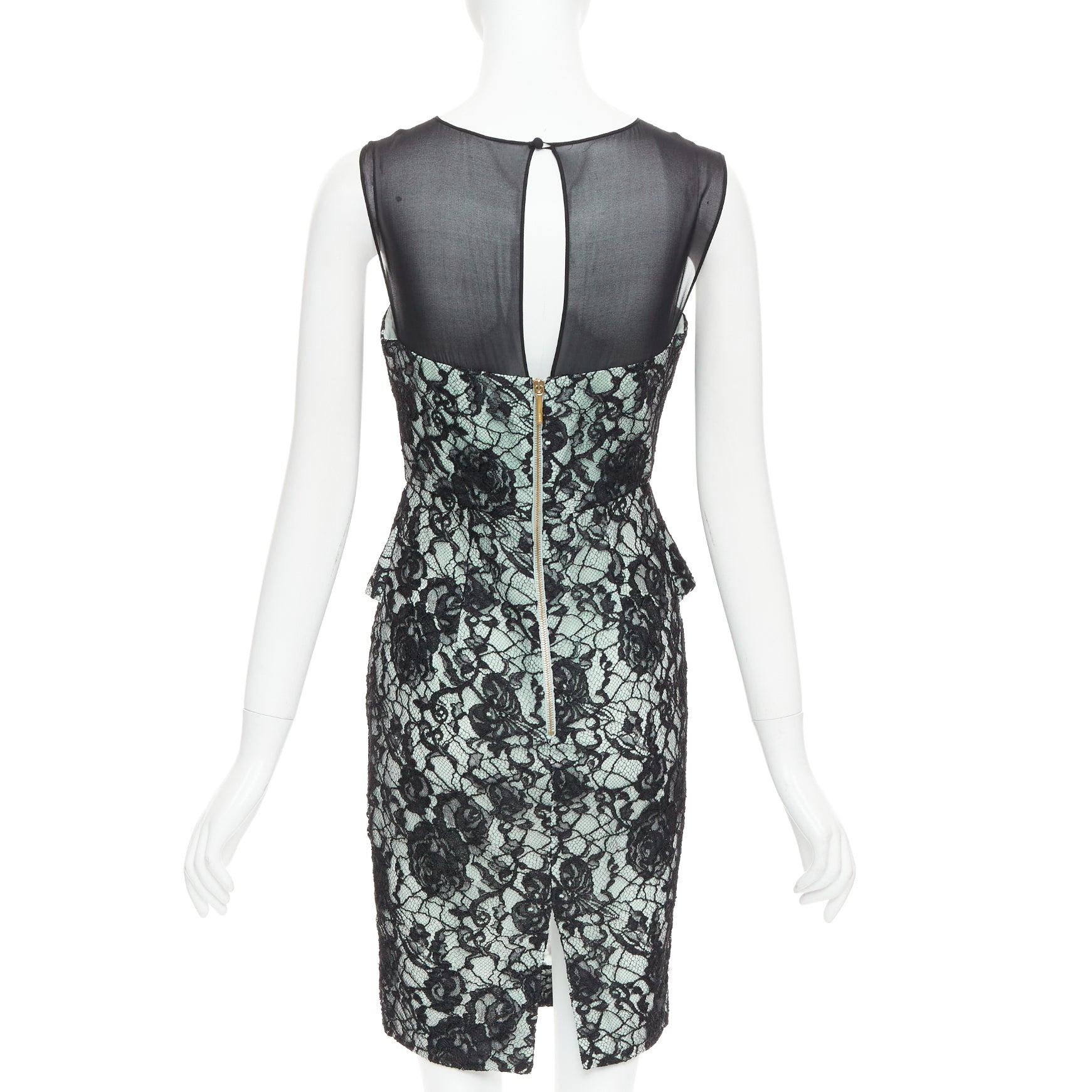 Women's EMILIO PUCCI black light teal floral lace overlay cocktail dress IT42 M For Sale