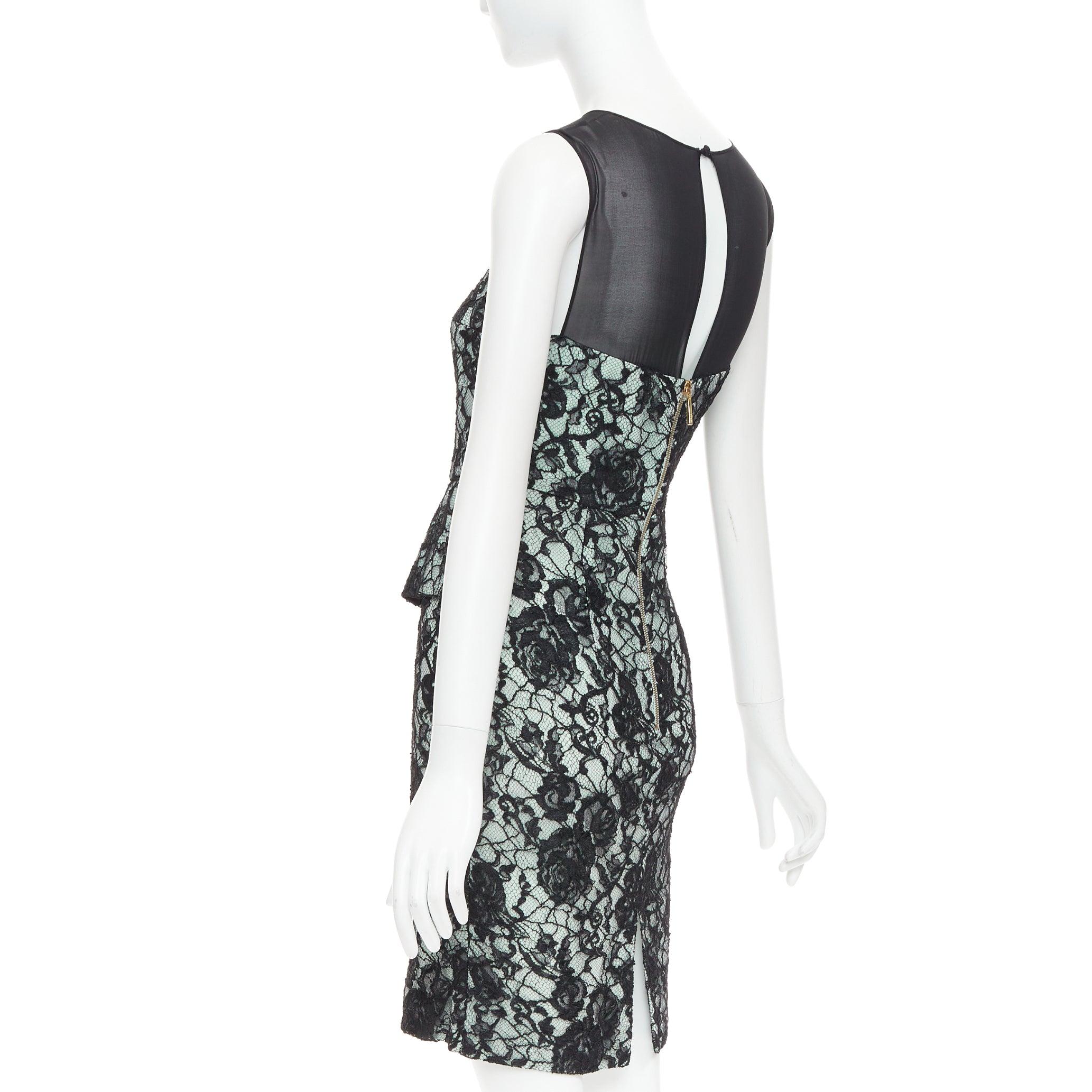 EMILIO PUCCI black light teal floral lace overlay cocktail dress IT42 M For Sale 1
