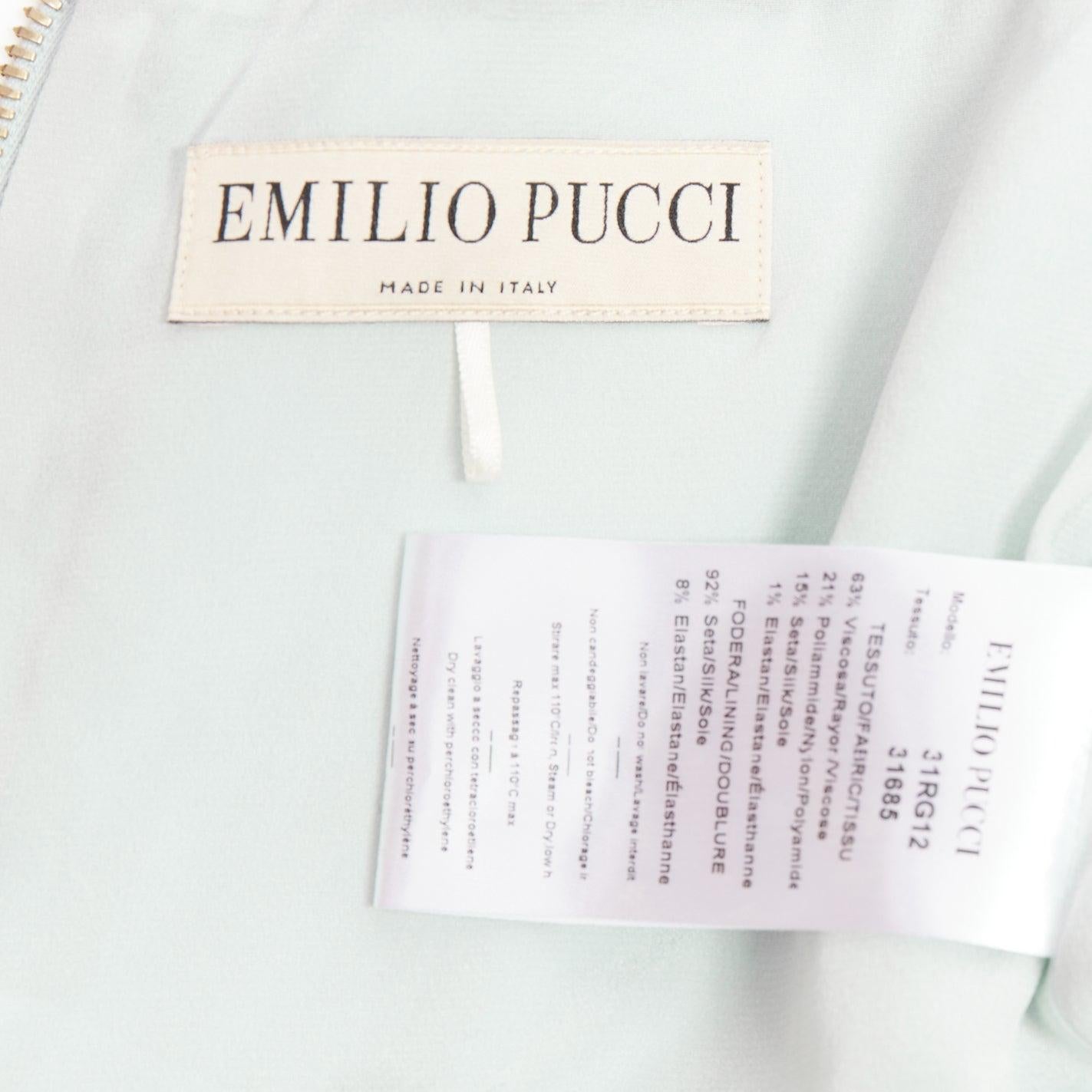 EMILIO PUCCI black light teal floral lace overlay cocktail dress IT42 M For Sale 3