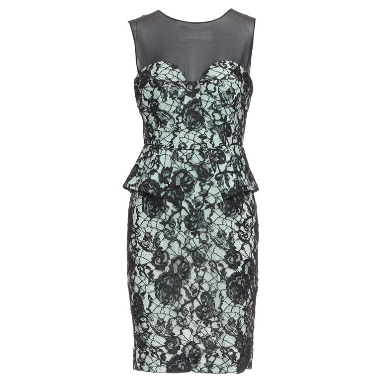 EMILIO PUCCI black light teal floral lace overlay cocktail dress IT42 M For  Sale at 1stDibs
