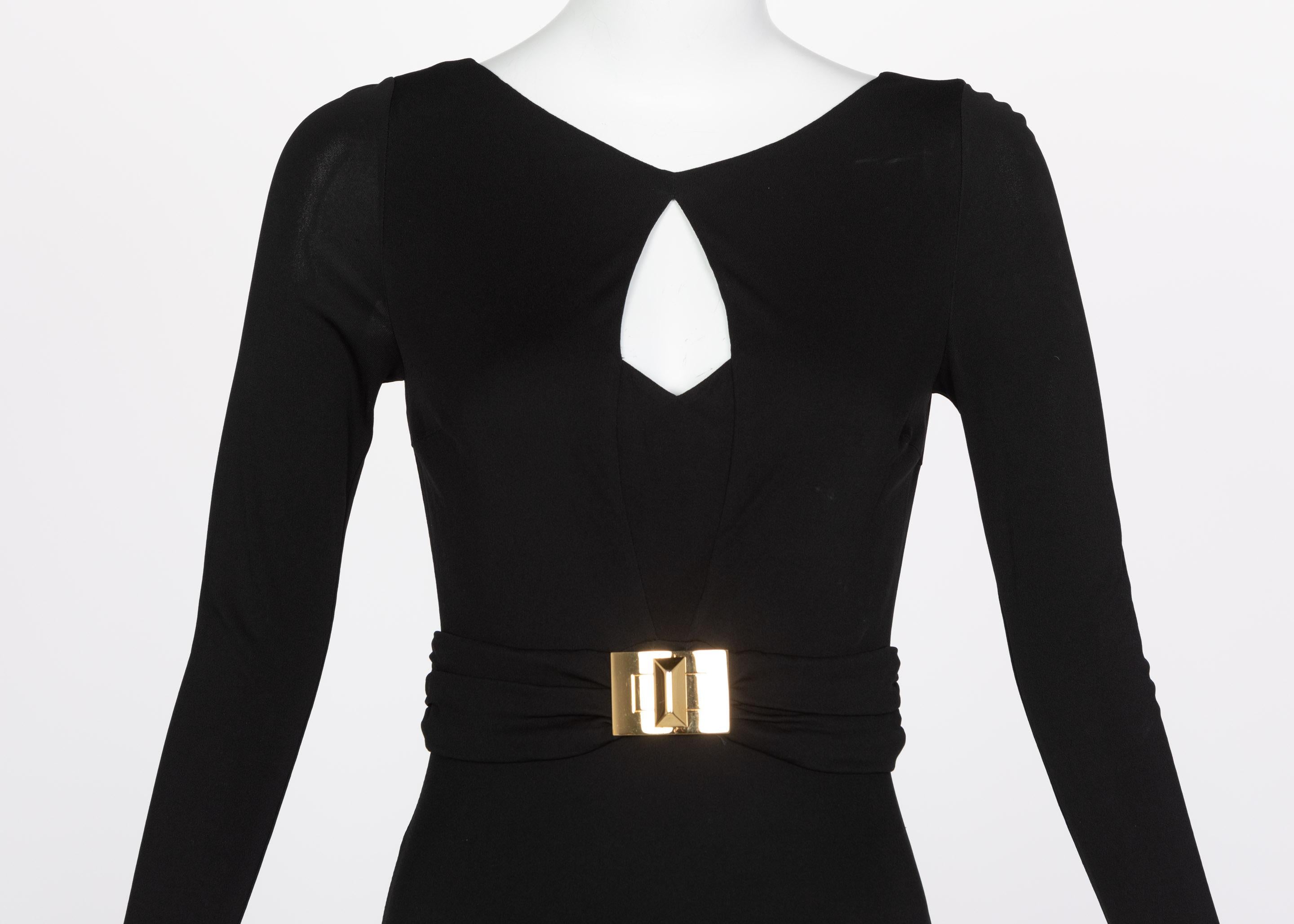 Emilio Pucci Black Liquid Jersey Cut Out Gold Maxi Dress Gown 1
