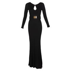 Emilio Pucci Black Liquid Jersey Cut Out Gold Maxi Dress Gown