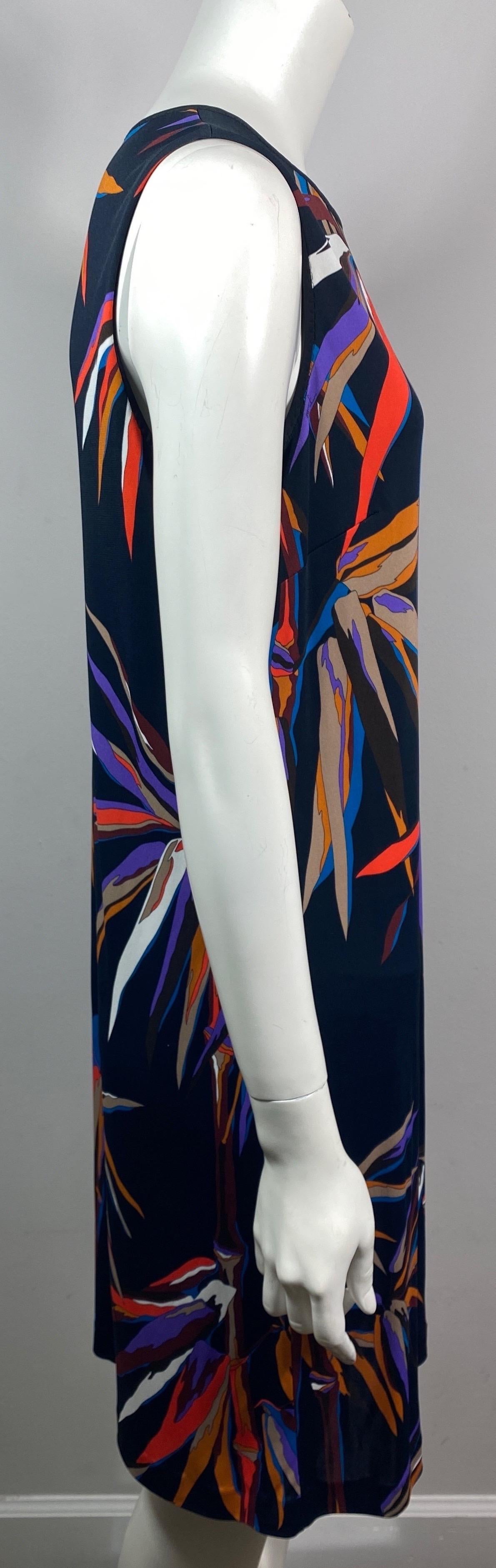 Robe droite sans manches Emilio Pucci noire/multi abstraite en soie, taille 10 en vente 2