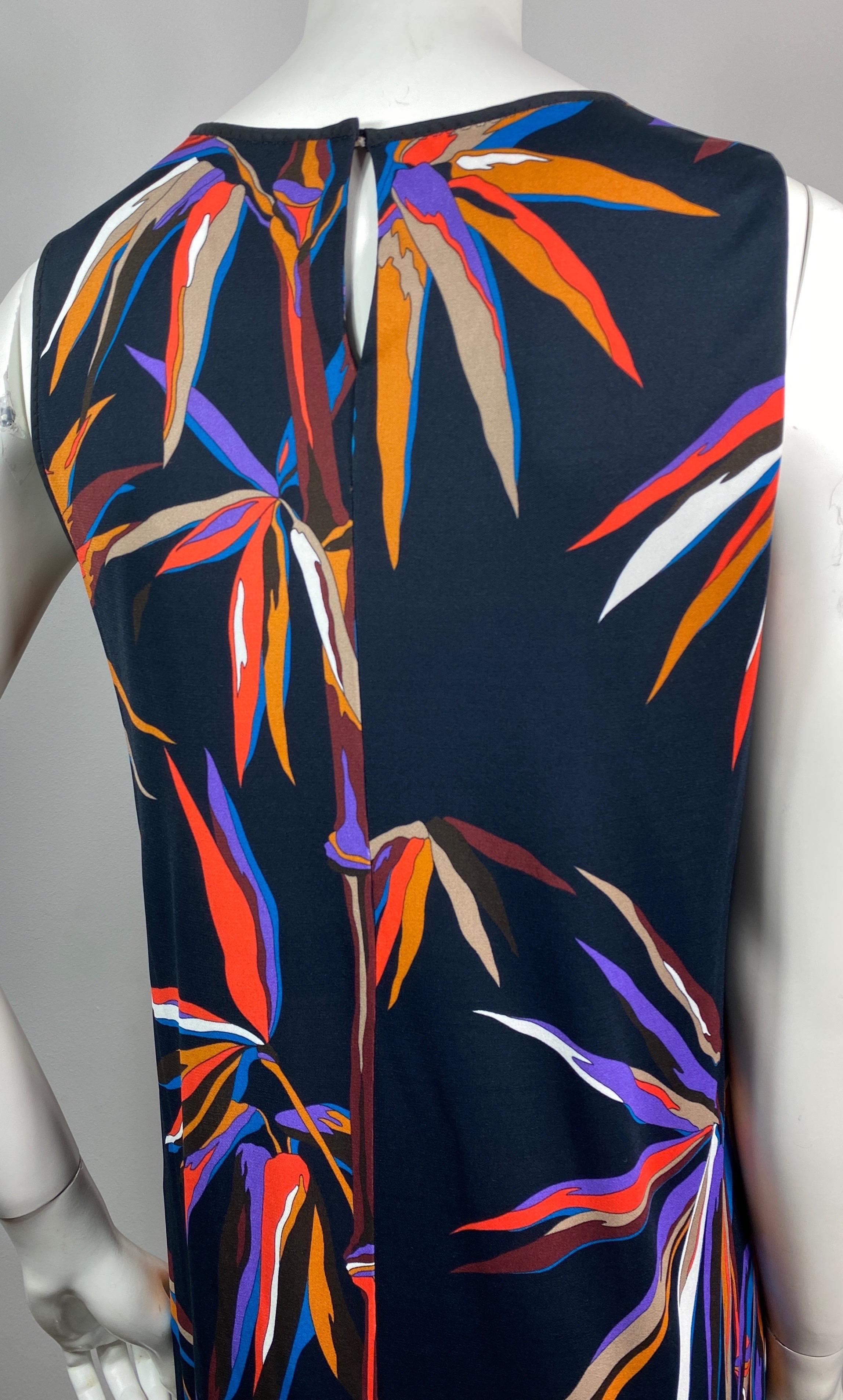 Emilio Pucci Black/Multi Abstract Silk Blend Sleeveless Shift Dress-US Size 10 For Sale 4