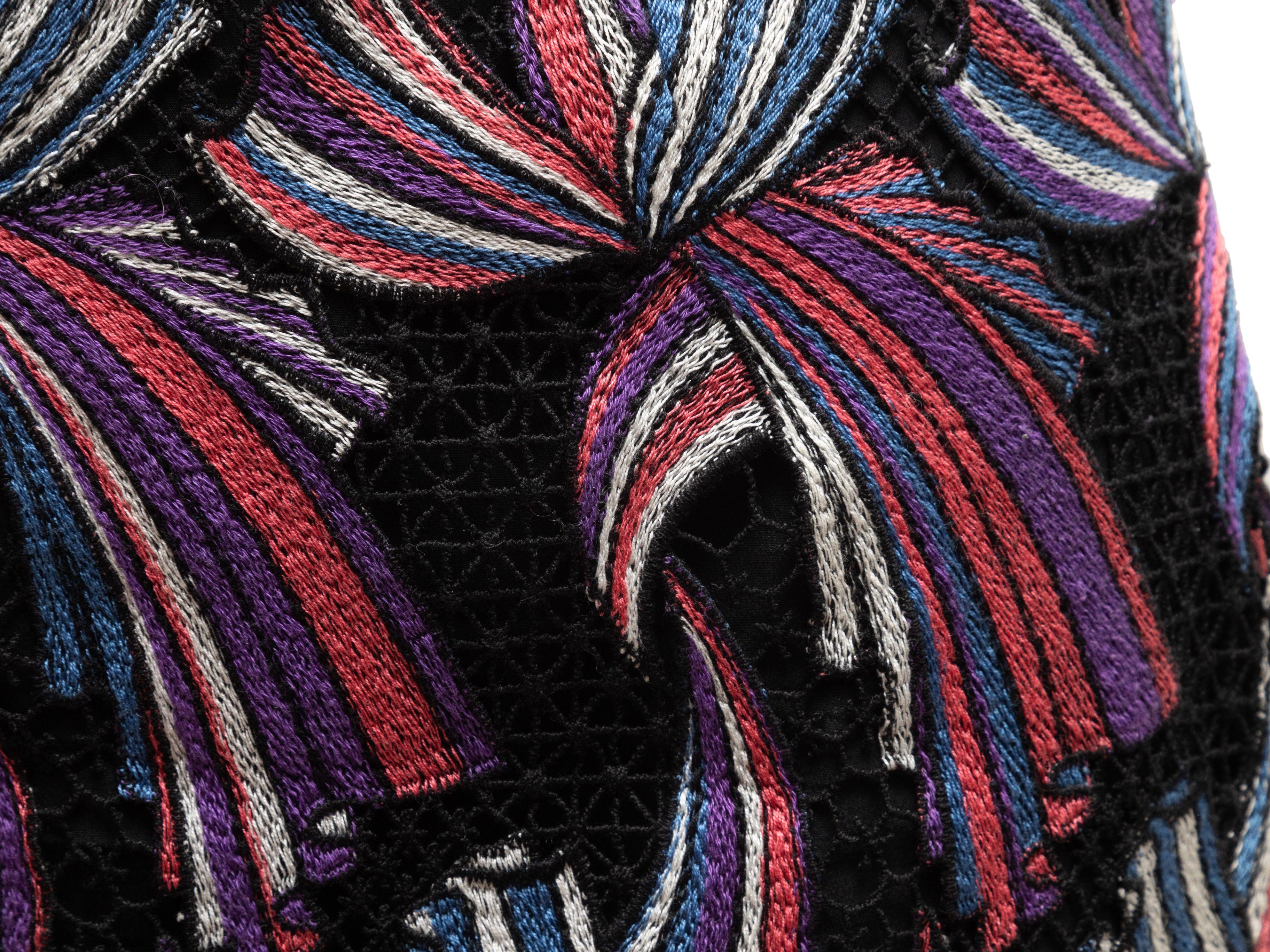 Emilio Pucci Black & Multicolor Embroidered Skirt 1