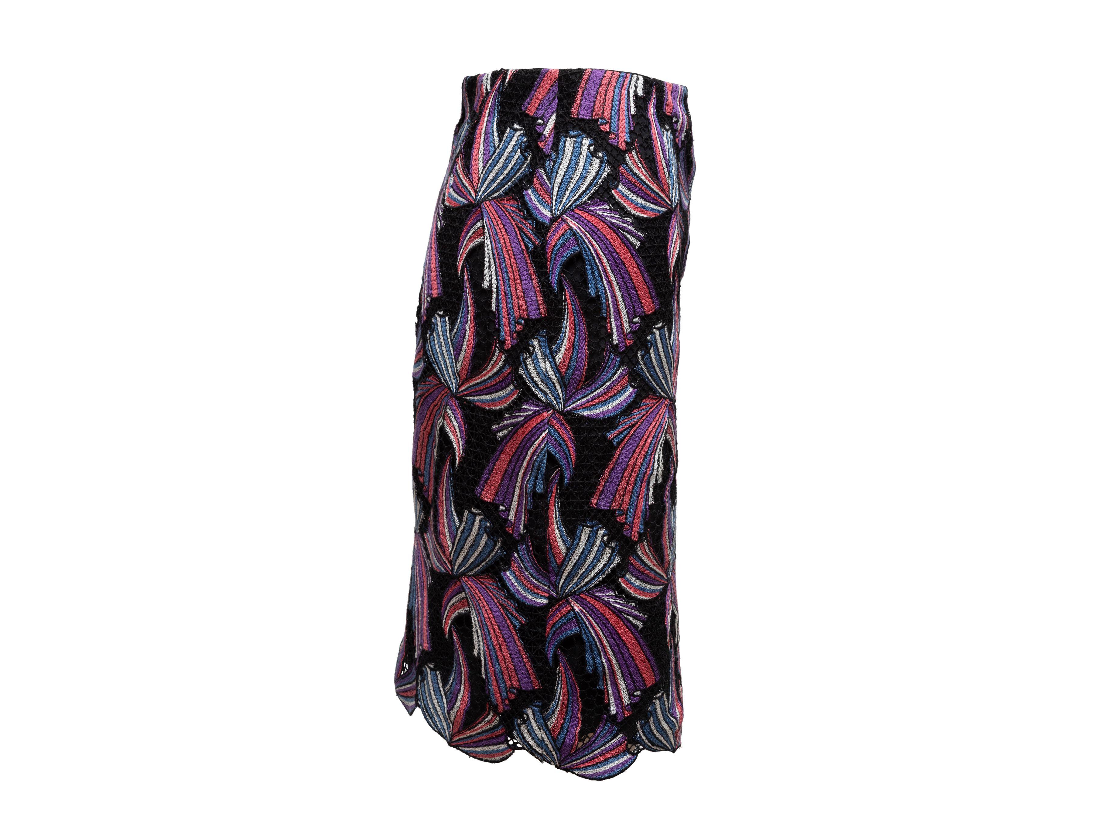 Emilio Pucci Black & Multicolor Embroidered Skirt 2
