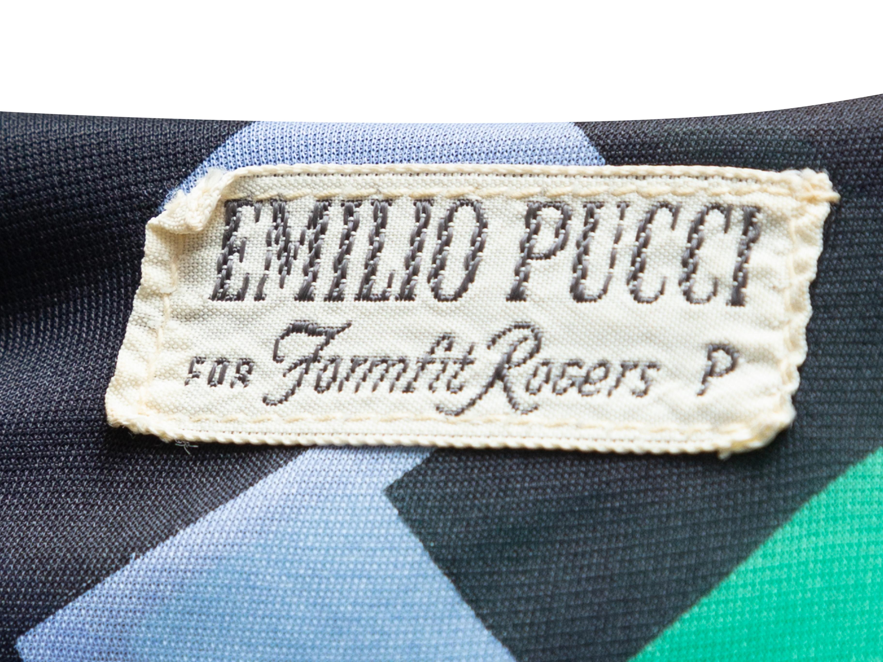 Emilio Pucci Black & Multicolor Geometric Print Maxi Nightgown In Good Condition In New York, NY