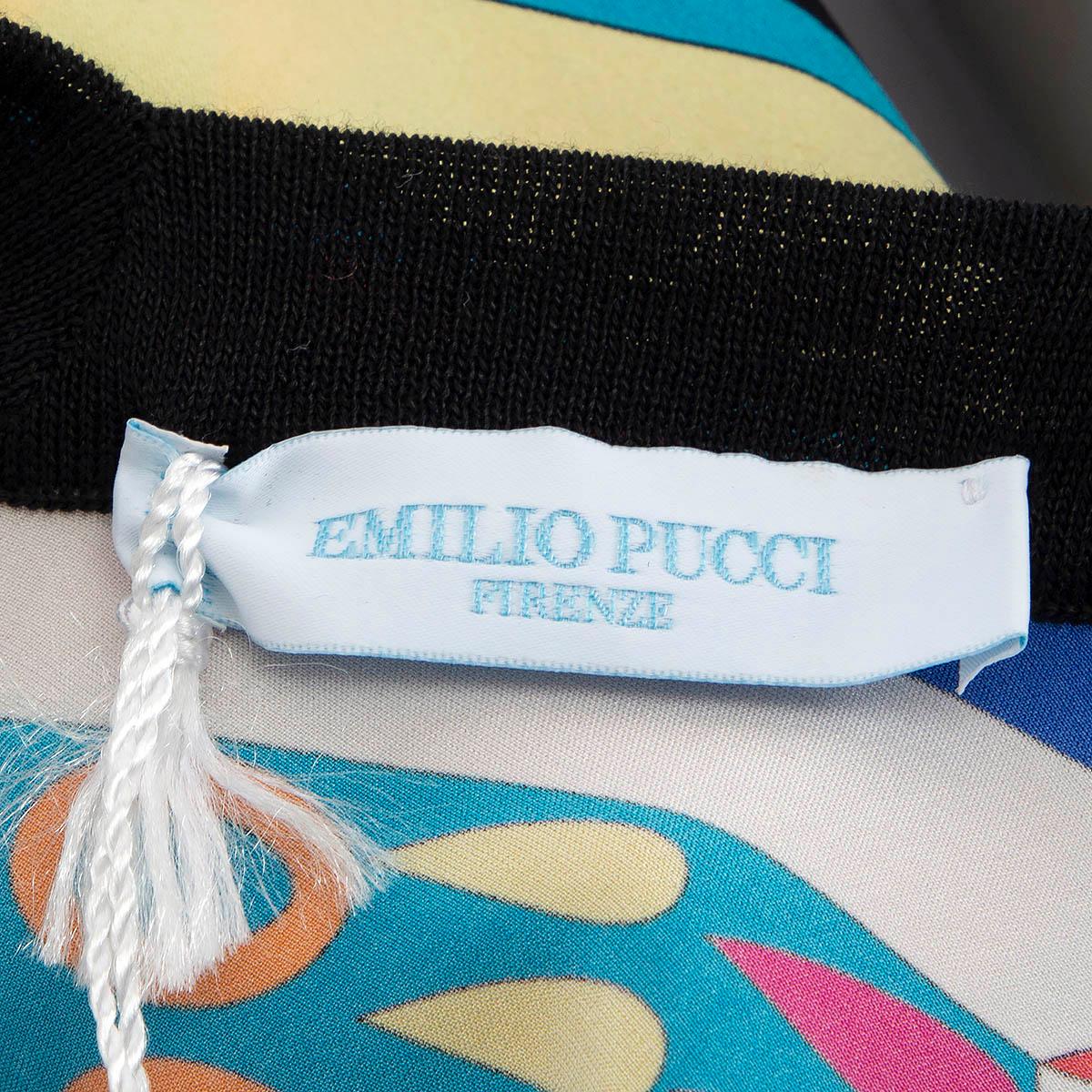 Women's EMILIO PUCCI black & multicoloured silk TWILL & KNIT Top Shirt 44 L For Sale