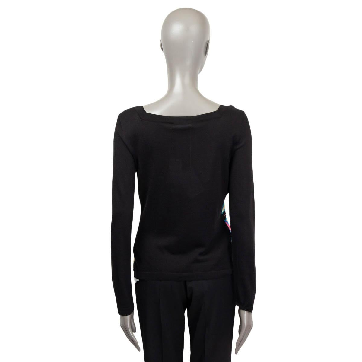 EMILIO PUCCI black & multicoloured TWILL & KNIT Cardigan Sweater 42 M In New Condition For Sale In Zürich, CH