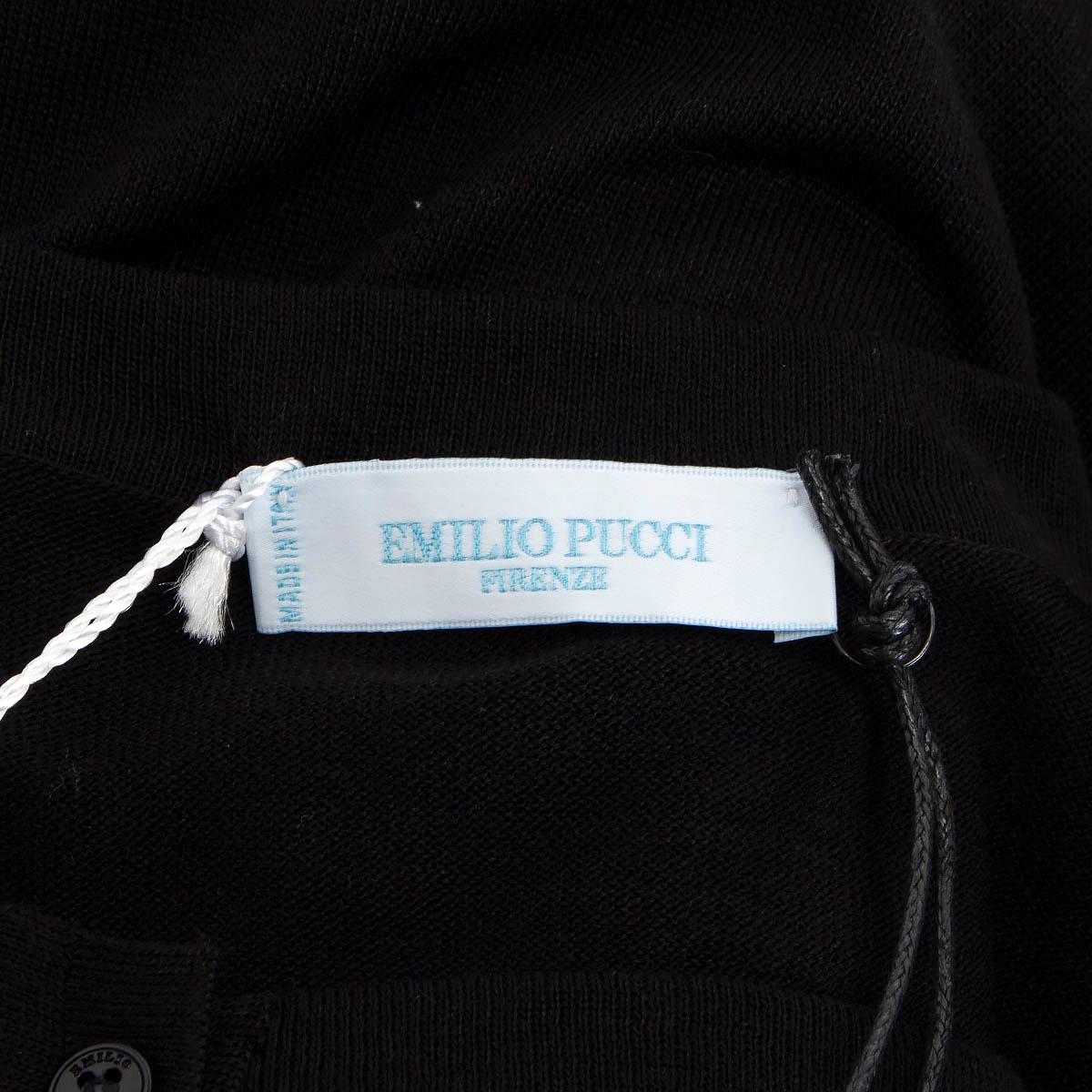 Women's EMILIO PUCCI black & multicoloured TWILL & KNIT Cardigan Sweater 42 M For Sale