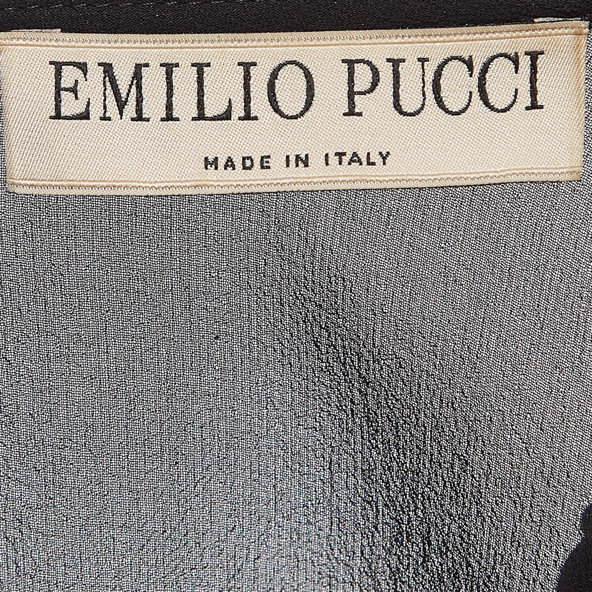 Emilio Pucci - Top sans manches en soie et sequins noirs S Pour femmes en vente