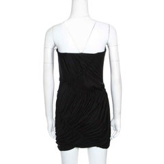 Emilio Pucci Black Sequin Embellished Ruched Strapless Dress M