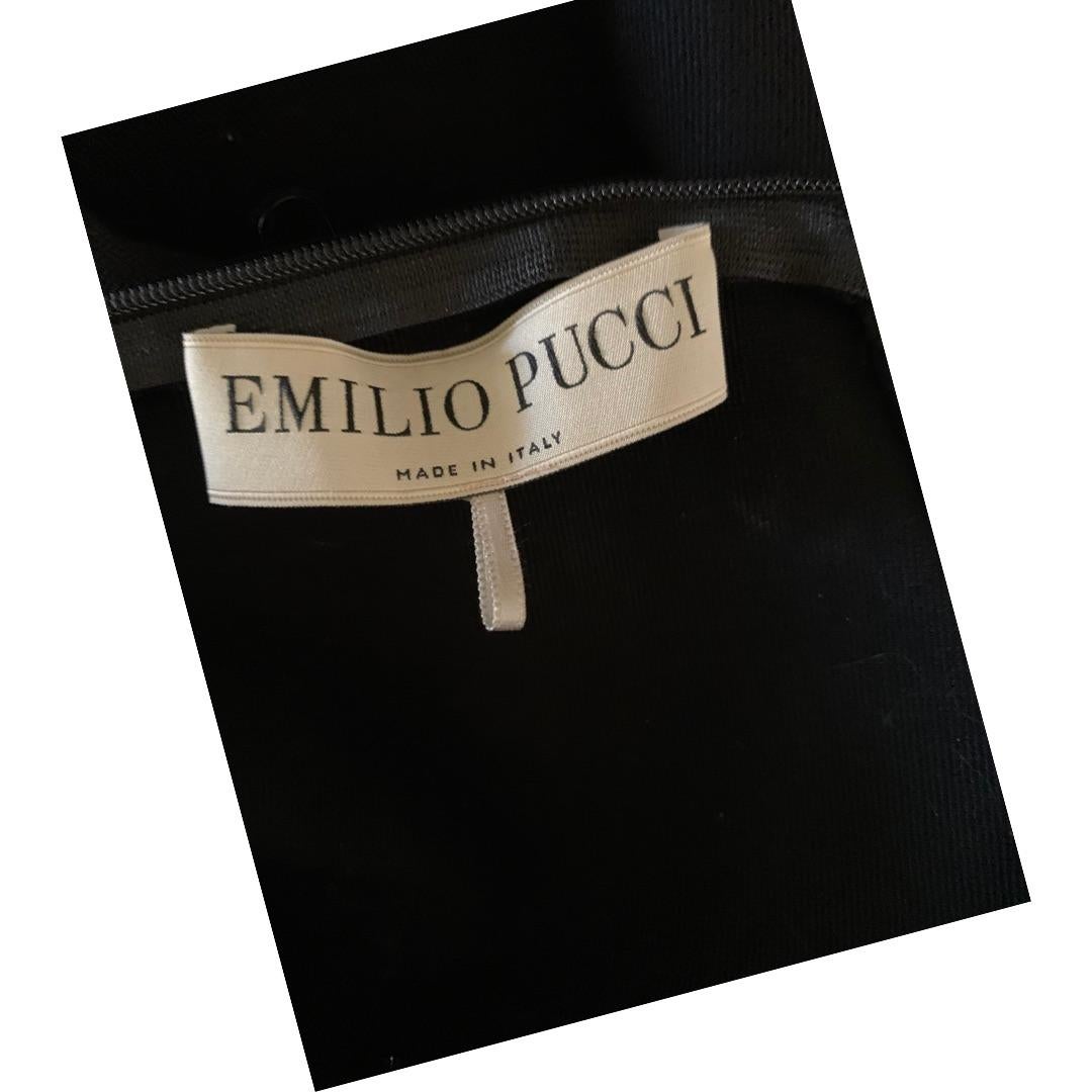 Emilio Pucci Black Sheer Illusion Lace Inset Stretch Cocktail Dress Italy Size 4 For Sale 6