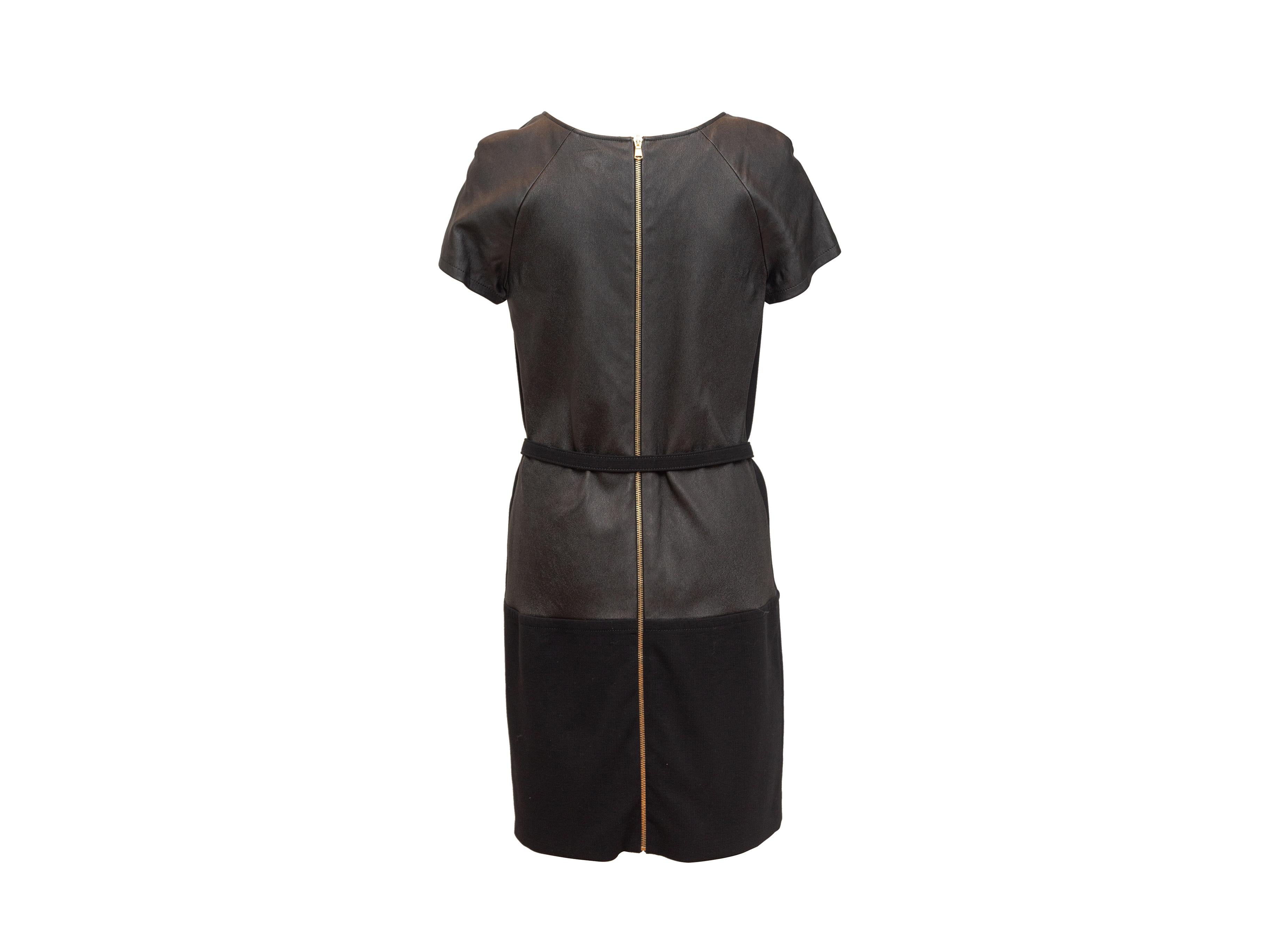 Women's Emilio Pucci Black Short Leather Sleeve Dress