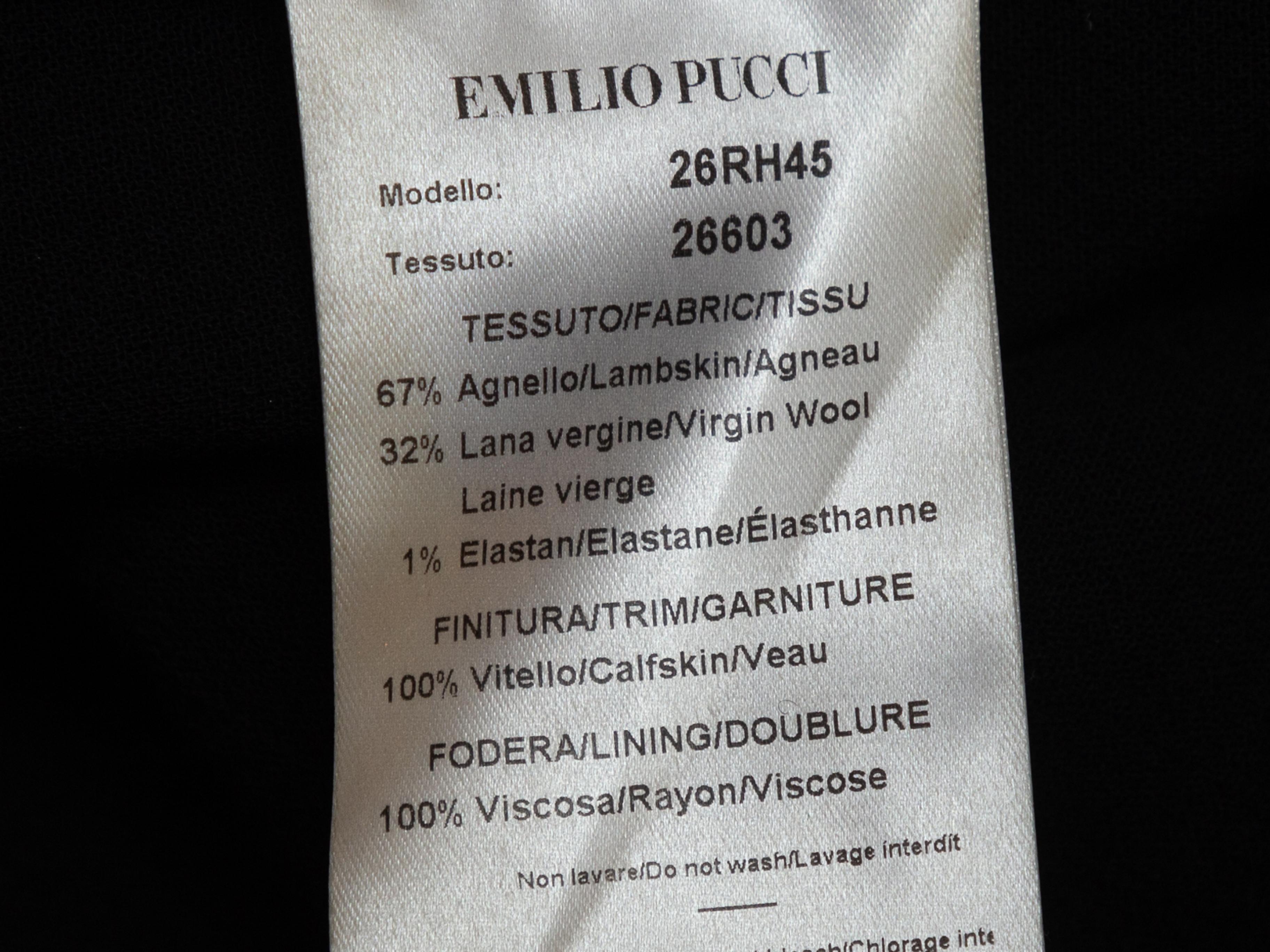 Emilio Pucci Black Short Leather Sleeve Dress 3