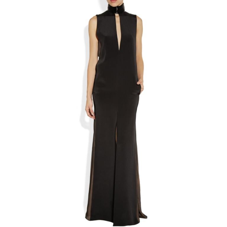 Emilio Pucci Black Silk blend High Neck Beaded Gown  - Size Small For Sale