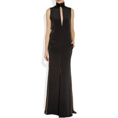 Emilio Pucci Black Silk blend High Neck Beaded Gown  - Size Small