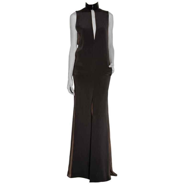 Emilio Pucci Black Silk blend High Neck Beaded Gown  - Size Small