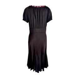 EMILIO PUCCI Black Silk Jersey Midi Draped Dress with Embellishments S